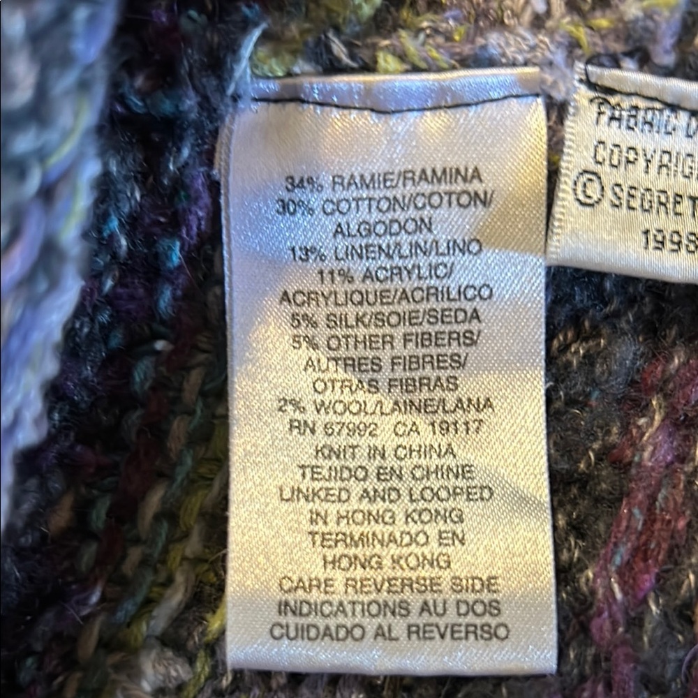 Sigrid Olsen Sport Cardigan Sweater Purples, Blues, Greens Size XL - Picture 5 of 5